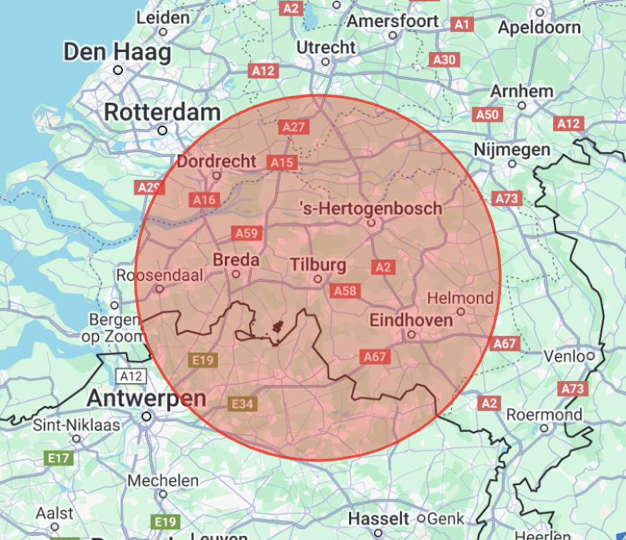 Werkgebied van Dakwerken de Roo